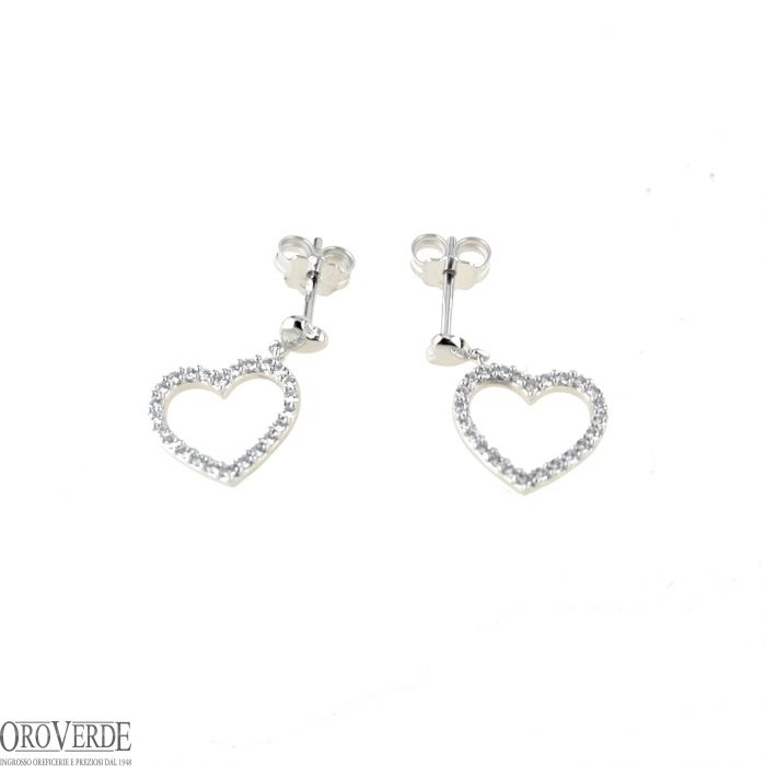 Orecchini Pendente A Cuore Intrecciato In Argento 925, Donna, Gioiello A Forma Di Cuore D'amore