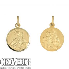 Medaglia Scapolare In Argento Sterling 925 – Vergine Del Carmen E Sacro Cuore Di Gesù, Diametro 14mm, Ciondolo Religioso Unisex