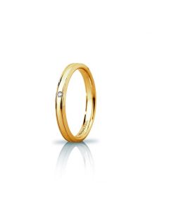 fede orion slim Unoaerre in oro giallo con diamante 0,01ct. larga 3mm.