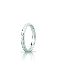 fede orion slim Unoaerre in oro bianco con diamante 0,01ct. larga 3mm.