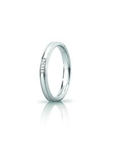 fede orion slim Unoaerre in oro bianco con 3 diamanti 0,03ct. larga 3mm.