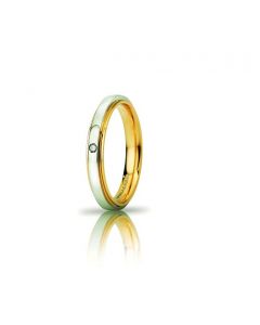 cassiopea slim  Unoaerre in oro bianco e giallo con diamante 0,01ct .larga 3mm.