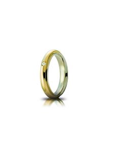 fede andromeda Unoaerre in oro bianco e giallo con diamante 0,03ct. larga 4mm.