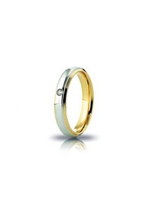 cassiopea Unoaerre in oro bianco e giallo con diamante  0,03ct. larga 4mm.