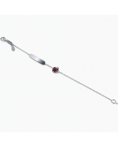 bracciale targa bambina con mela con zirconi rossi