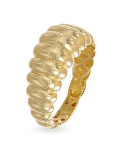 Anello con superficie segmentata lucida e interno reticolato