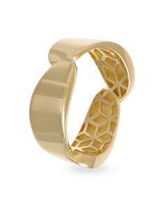 Anello Scultoreo con Finitura Lucida e Interno Geometrico