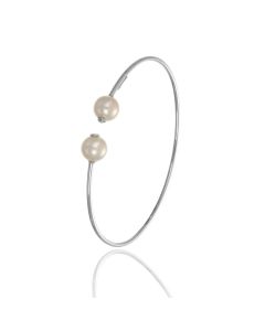 Bracciale rigido donna con perle con design aperto e finitura lucida diam.mm.55