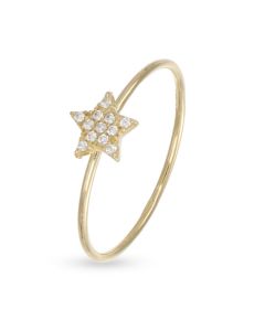 Anello con stella pavè di zirconi
