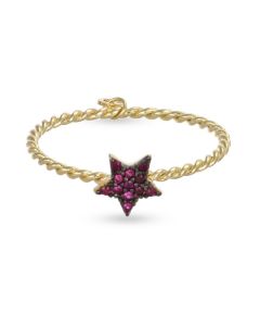 Anello con stella rossa pavè