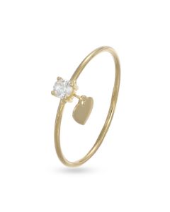 Anello con zircone centrale e charm a forma di cuore