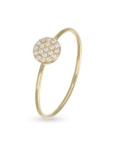 Anello con disco pavè di zirconi
