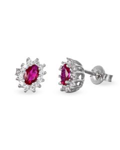 Orecchini  con pietra rossa e zirconi