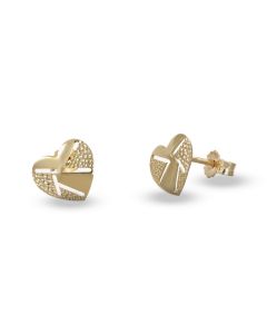Orecchini a Cuore con Texture Geometrica
