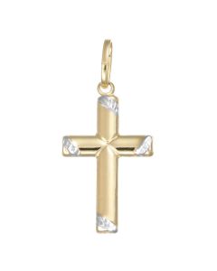 Croce pendente, lucida con dettagli sfaccettati eleganti.