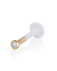 piercing labret/trago a cipollina con zircone 1,5mm.