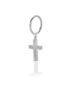 orecchino lobo croce pendente con chiusura a click