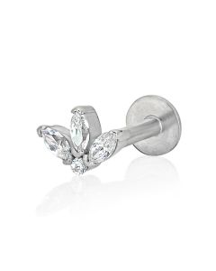 orecchino loto con zirconi e chiusura a vite