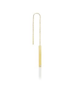 orecchino singolo dangle solid bar 25mm. con diamante 0,02cts 