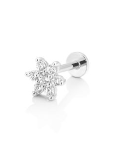 orecchino fiore con zirconi e chiusura a vite