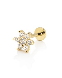 orecchino fiore con zirconi e chiusura a vite