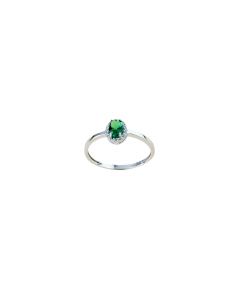anello solitario con pietra verde e zirconi