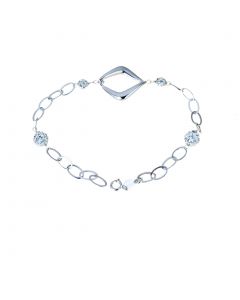 bracciale con centrale a rombo sfinestrato e sfere zirconate