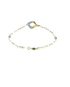 bracciale con rombo sfinestrato ritorto centrale e sfere zirconate