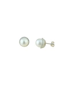 orecchini perla e zirconi diam.10mm