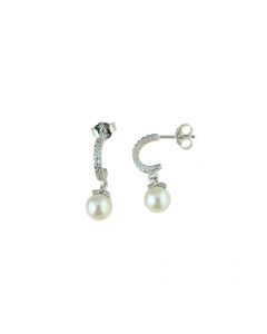 orecchini perla e zirconi diam.6,5mm