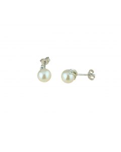 orecchini perla e zirconi diam.7,5mm