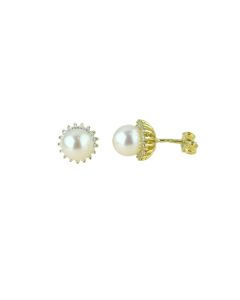 orecchini perla e zirconi diam.7,5mm