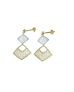 Orecchini Pendenti Oro Donna Boho – Cerchio Con Disco Geometrico A Moneta – Leggeri In Acciaio Inox