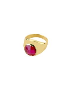 anello uomo con pietra rossa sfaccettata