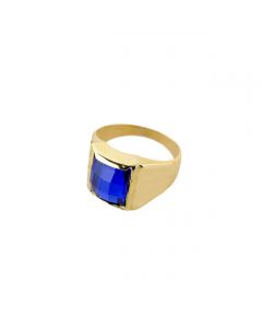 anello uomo con pietra blu sfaccettata