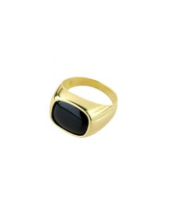 anello uomo con pietra nera lucido