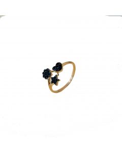 anello cuore fiore e stella pavè di zirconi neri 