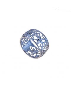 anello donna fascia traforato con fiori martellati