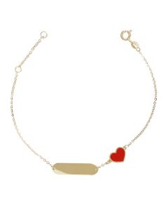 bracciale targa con cuore smaltato