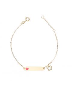 bracciale targa con farfalla smaltata e pendente