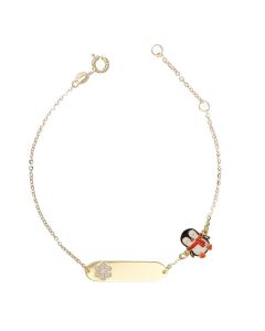 bracciale targa con pinguino smaltato