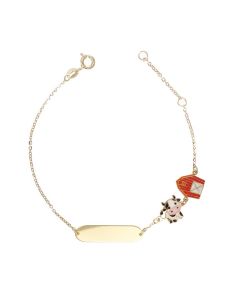 bracciale targa con mucca e stalla smaltati