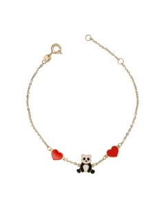 bracciale con panda e cuori smaltati