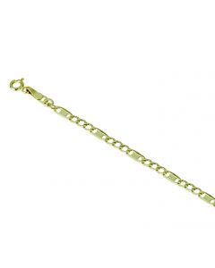 bracciale catena vuoto maglia tre+uno lucido e puntinato piatto largo mm.2