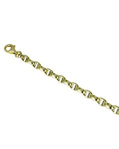 bracciale catena vuoto maglia traversino bicolore lucido ritorto largo 5 mm.