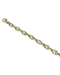 bracciale catena vuoto maglia traversino bicolore lucido ritorto largo 6 mm.