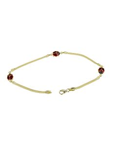 bracciale  ragazza con coccinelle smaltate e catena tipo bismark 