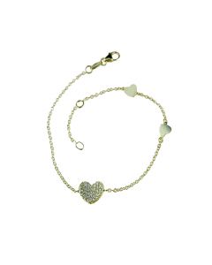 bracciale cuore pavè e cuori a piastra 