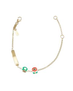 bracciale targa con funghetti smaltati