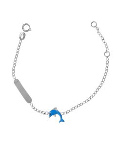 bracciale targa con delfino smaltato